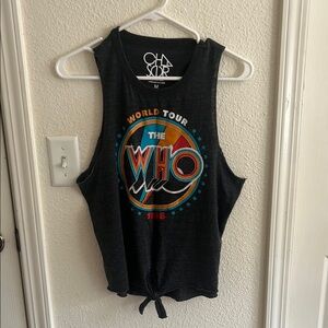 Chaser Black Red Sleeveless Crop Muscle Tee